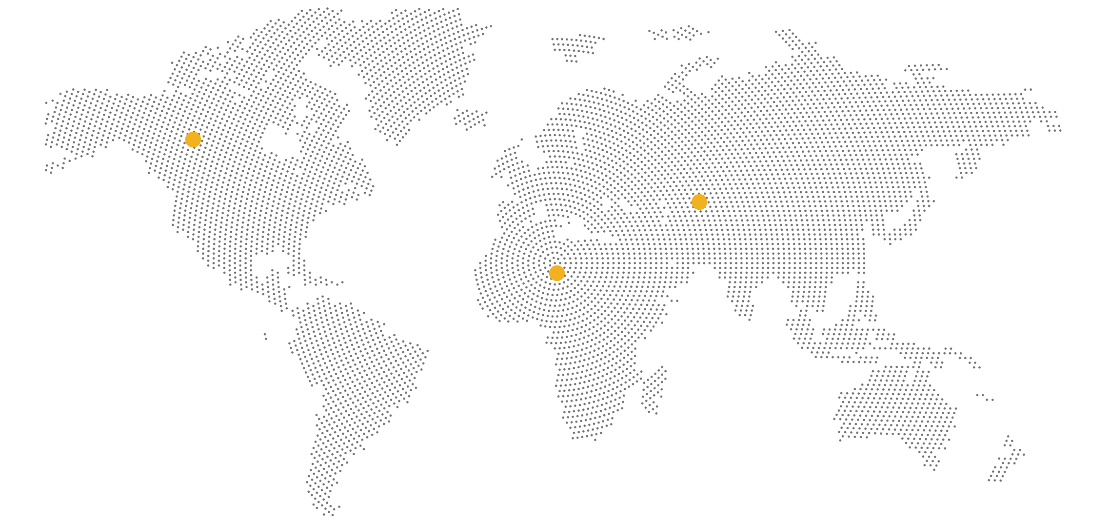 Dotted world map marking where our clients are